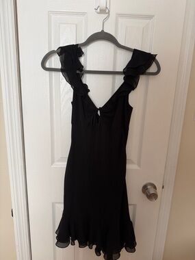 OAK + FORT Black Ruffle-Trim Mini Dress